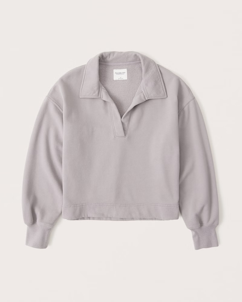 Women's Johnny Collar Swing Crew Sweatshirt | Women's Tops | Abercrombie.com | Abercrombie & Fitch (US)
