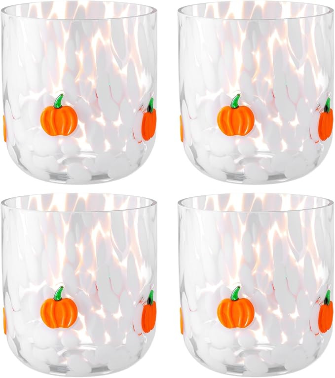 FoldTier 4 Pcs Thanksgiving Fall Icon Glass Cup 14 oz Icon Glass Cups Wine Stemless Double Old Fa... | Amazon (US)