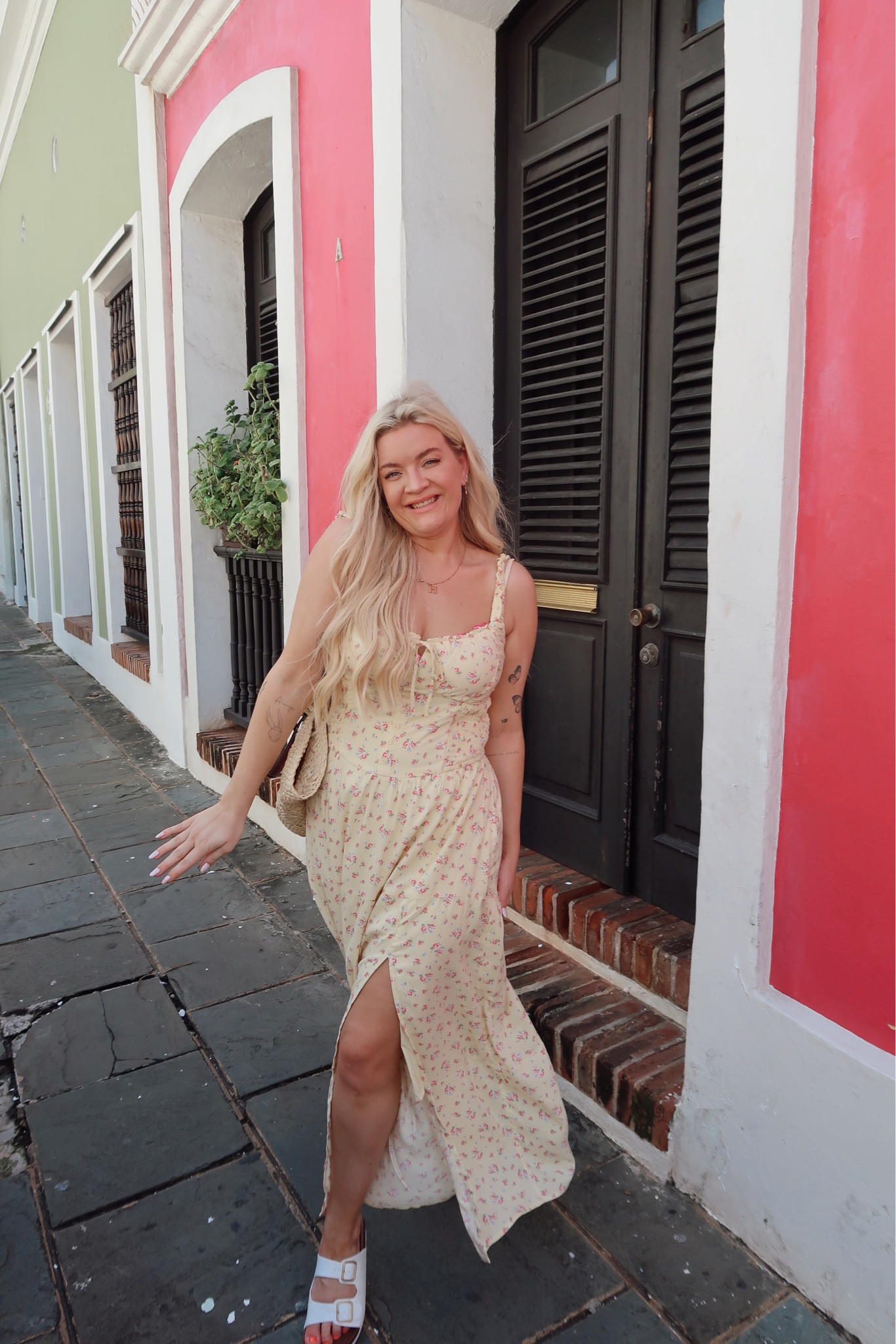 Midsize holiday winter sun spring summer floral dress 💛💖🌺 perfect house of cb dupe for the fraction of the price!! 

#LTKmidsize #LTKuk