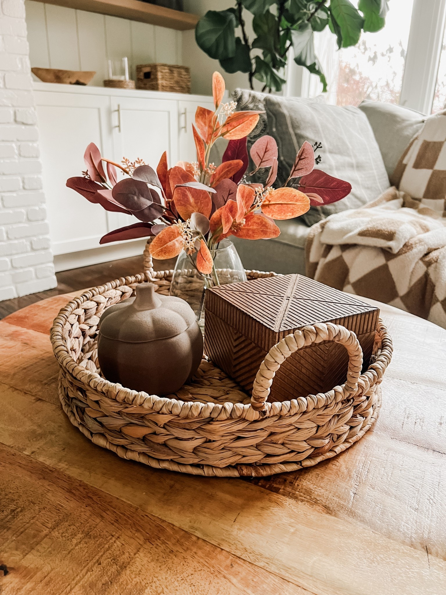 Fall tray styling idea with Walmart finds, some old some new! My checkered throw is new from Aldi in-store only. My coffee table is a TJMaxx find. #walmarthome coffee table decor budget

#LTKSeasonal #LTKHome #LTKFindsUnder50