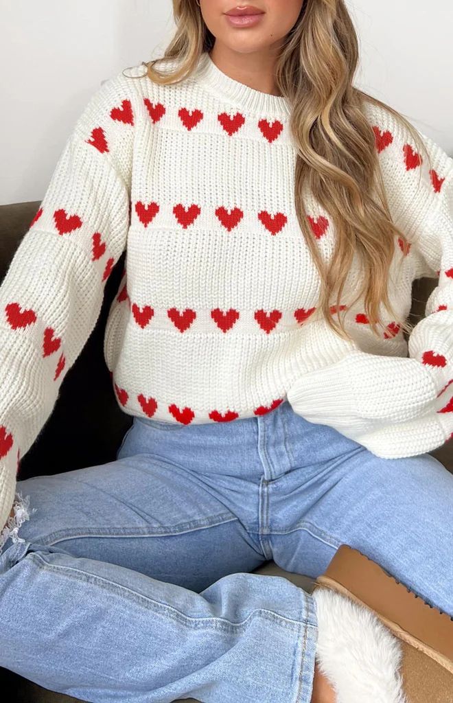 Lovey Red Heart Stripe Jumper | Beginning Boutique (US)