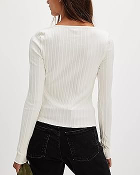 Gacaky Women's Slim Fitted Cardigan Long Sleeve Y2K Ribbed Button Down Tops Blouse Lightweight Fa... | Amazon (US)