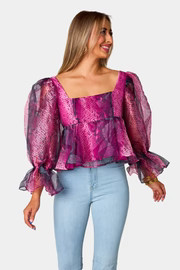 BuddyLove | Pammie Puff Sleeve Peplum Top | Jafaar | BuddyLove