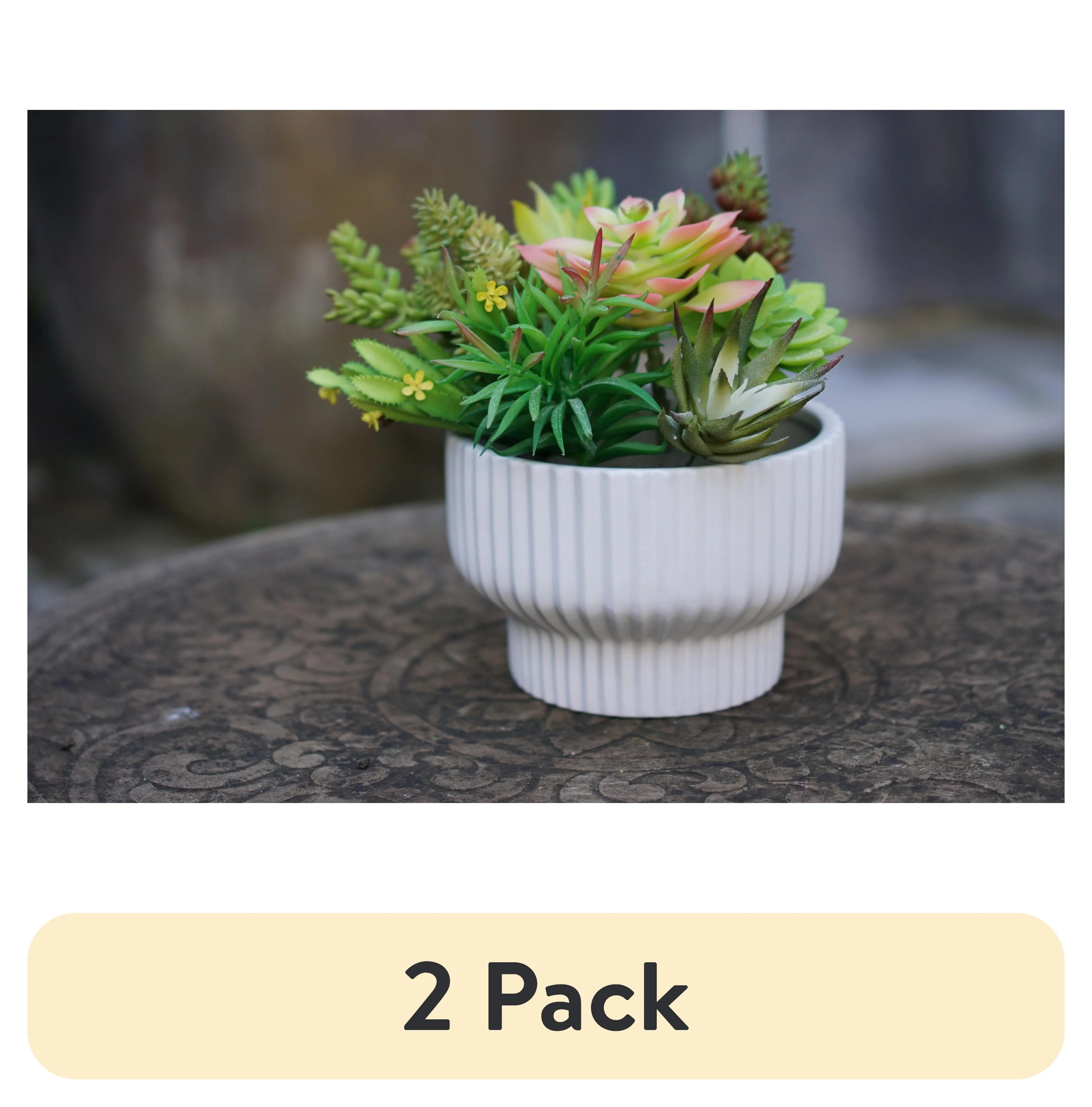 (2 pack) Better Homes & Gardens Pottery 8" Fischer Ceramic Planter, White | Walmart (US)