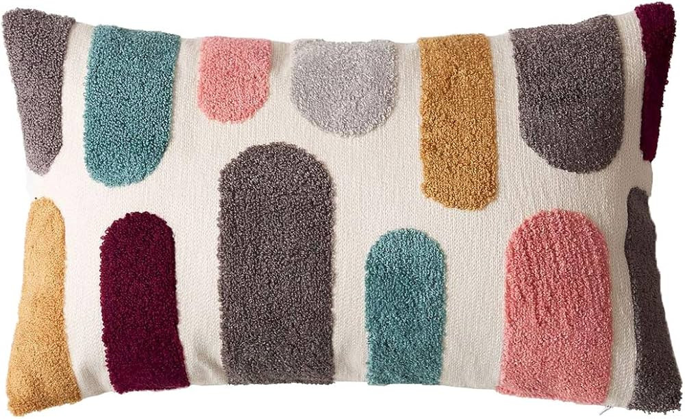 vctops Boho Geometric Tufted Lumbar Decorative Throw Pillow Cover Farmhouse Cotton Embroidery Acc... | Amazon (US)