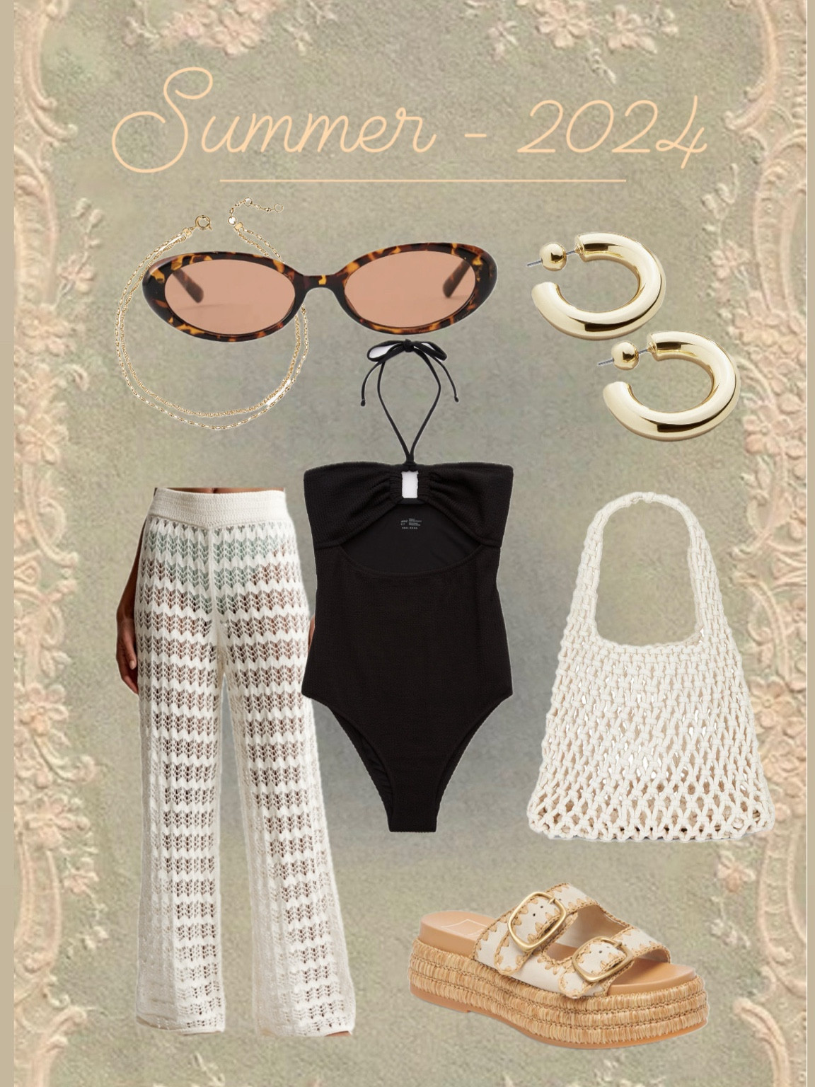Pool outfit ideas ☀️ 

One piece swimsuit 
Beach outfit
Summer outfit 
Jewelry 
Sunglasses 
Sandals 
Beach bag 
Crochet 

#LTKU #LTKSwim #LTKStyleTip