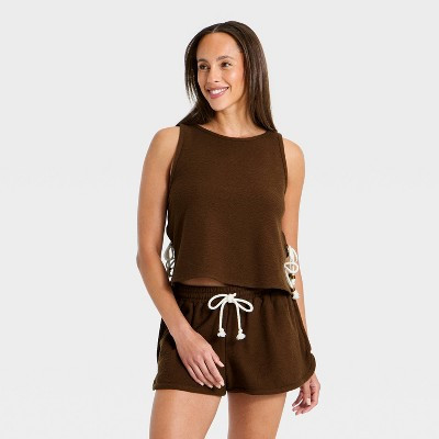 Women's Textured Knit Tank Top - Universal Thread™ Brown XL | Target