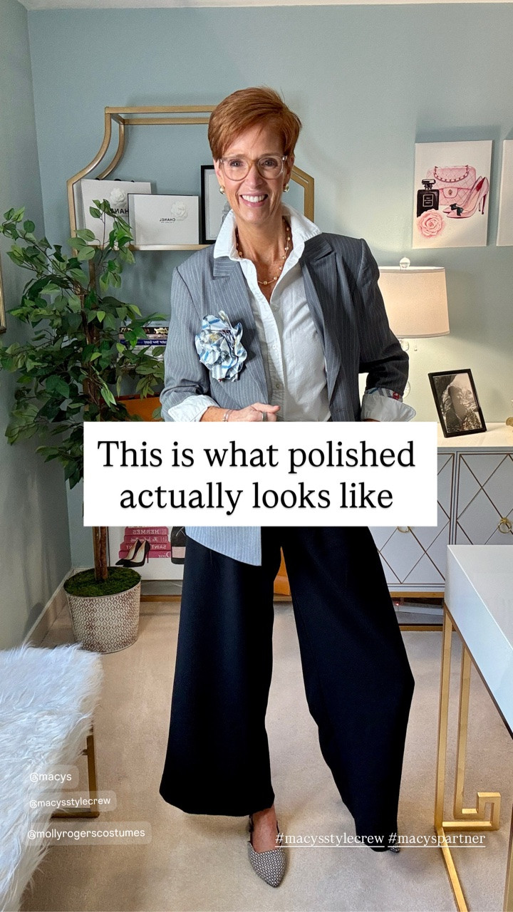 This is what polished actually looks like:
white button-down grey pinstripe blazer black wide-leg pants black and white tweed slingbacks

Want the links sent to you? Comment SHOP and I’ll DM them!

No trend overload. No overstyling. Just strong pieces that instantly make the whole outfit feel sharper.

This is the kind of Pinterest-inspired outfit I always come back to because it works for so many situations: meetings, dinners, events, travel days, or even just the days you want to feel a little more put together.

The older I get, the less interested I am in complicated outfits. I care more about proportion, structure, fit, and pieces that keep earning their place in my closet.

That’s why blazers, wide-leg trousers, crisp button-downs, and classic shoes never stop working.

Everything I’m wearing is linked in my ShopMy if you want to recreate the outfit or fill in a gap in your wardrobe.

Save this for later, send it to a friend who loves classic style, and follow along for timeless outfits, tall-friendly finds, and real-life style inspiration that actually gets worn.

#pinterestoutfit #classicstyleover40 #tallfriendlyfashion #everydaystyleinspo

#LTKootd #LTKOver40 #LTKTall