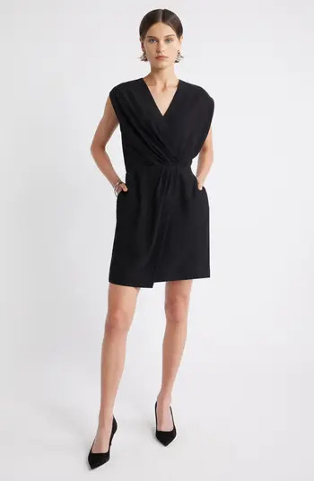 Nordstrom Pleated Asymmetric Wrap Front Minidress | Nordstrom | Nordstrom