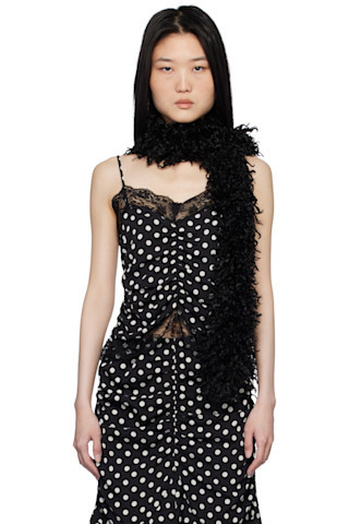 Black Polka Dot Ruched Lace Camisole | SSENSE