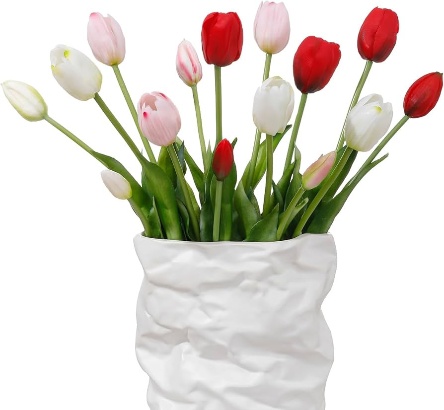 15 Pcs Artificial Flowers Tulips Real Touch Latex Plastic Soft Faux Bouquets for Party, Wedding, ... | Amazon (US)