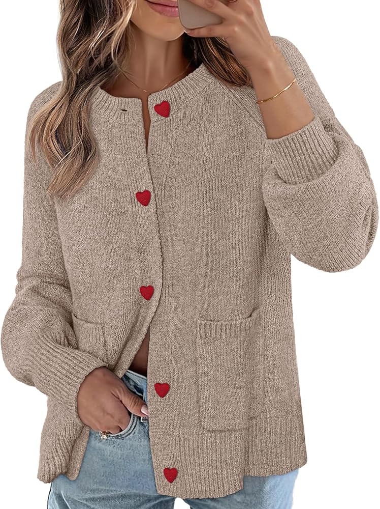 MEROKEETY Women's Cardigan Sweaters 2025 Trendy Long Sleeve Button Up Crewneck Knit Tops Cute Ope... | Amazon (US)