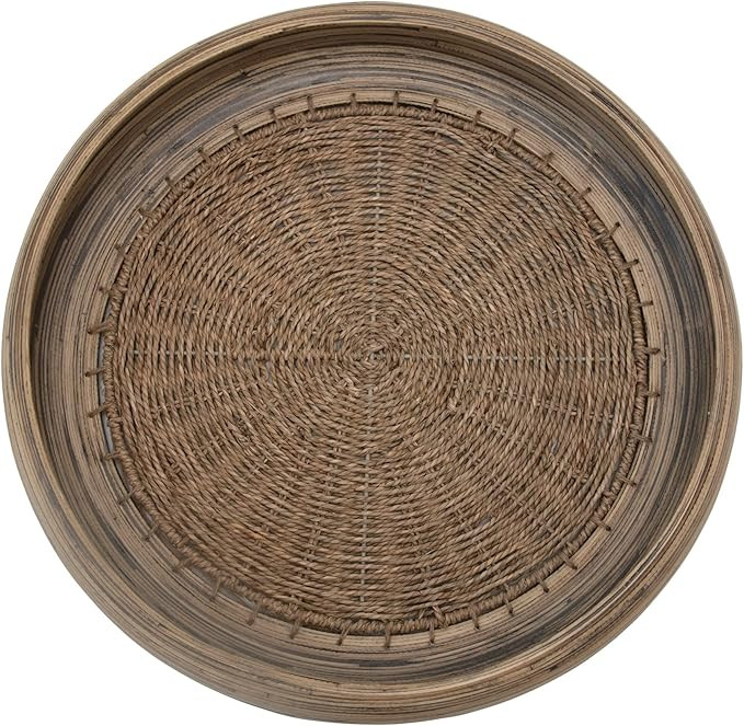 Bloomingville Hand-Woven Round Bamboo and Seagrass Decorative Handles Tray, Natural | Amazon (US)