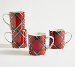 Stewart Plaid Stoneware Mugs - Set of 4 | Pottery Barn (US)