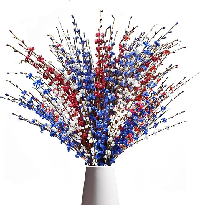 Red White and Blue Flowers Artificial Flowers, Patriotic Artificial Flower Picks, 29.5 inches Art... | Amazon (US)