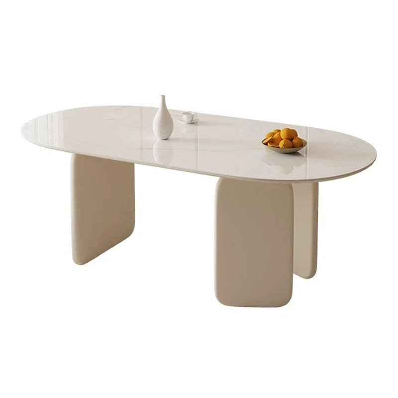 Lidmila Pedestal Modern Cream Color Dining Table | Wayfair North America