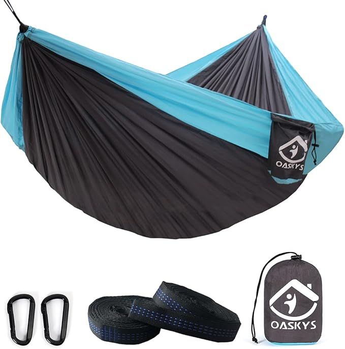 Camping Hammock Double with 2 Tree Straps Made of Portable Lightweight Nylon Parachute for Backpa... | Amazon (US)