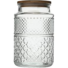 60 FL OZ Large Glass Storage Jar Food Storage Container with Airtight Bamboo Wooden Lid for Candy... | Amazon (US)