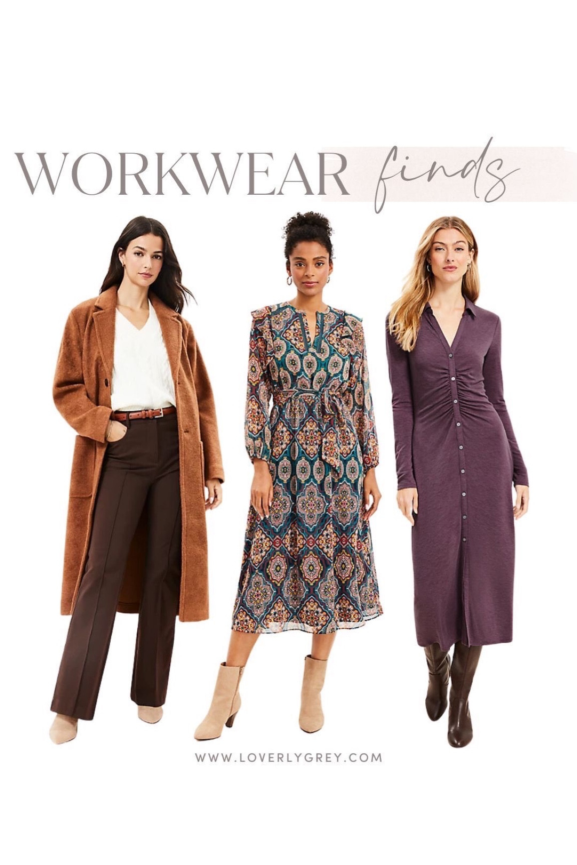 Loverly Grey fall workwear finds from Loft. Beautiful bolce jacket and button front dress. 

#LTKSeasonal #LTKstyletip #LTKworkwear