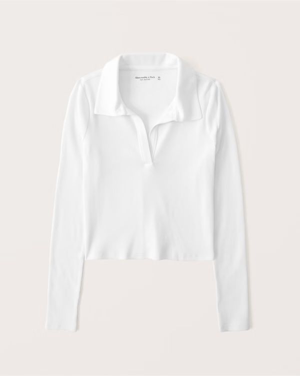 Long-Sleeve Ribbed Polo Top | Abercrombie & Fitch (US)