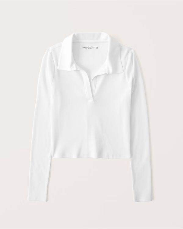 Long-Sleeve Ribbed Polo Top | Abercrombie & Fitch (US)