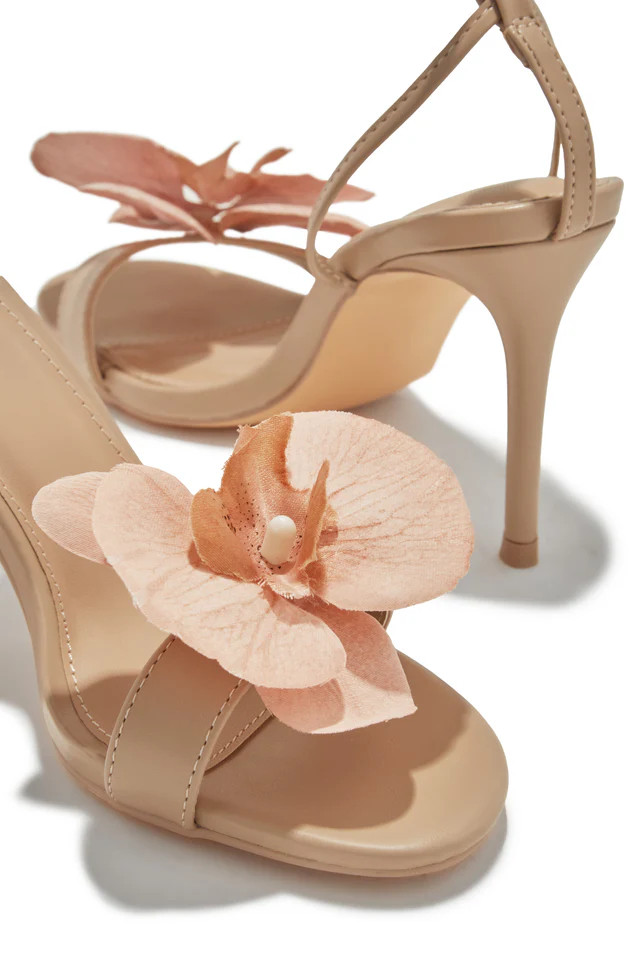 Miss Lola | Vacay Getaway Nude Lace Up Single Sole Heels | MISS LOLA