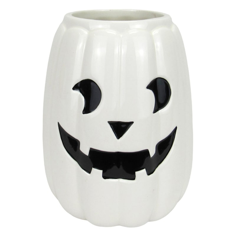 Tricky Treats White Ceramic Jack-o'-Lantern Planter, 6" | At Home