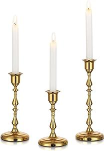 Inweder Brass Candlestick Holders, No Installation Required Candle Sticks Long Holder, Vintage Ta... | Amazon (US)