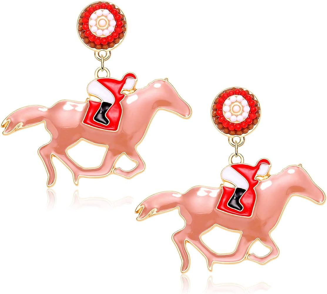 Horse Earrings Funny Kentucky Derby Race Horse Drop Dangle Earrings for Women Girls Western Cute ... | Amazon (US)