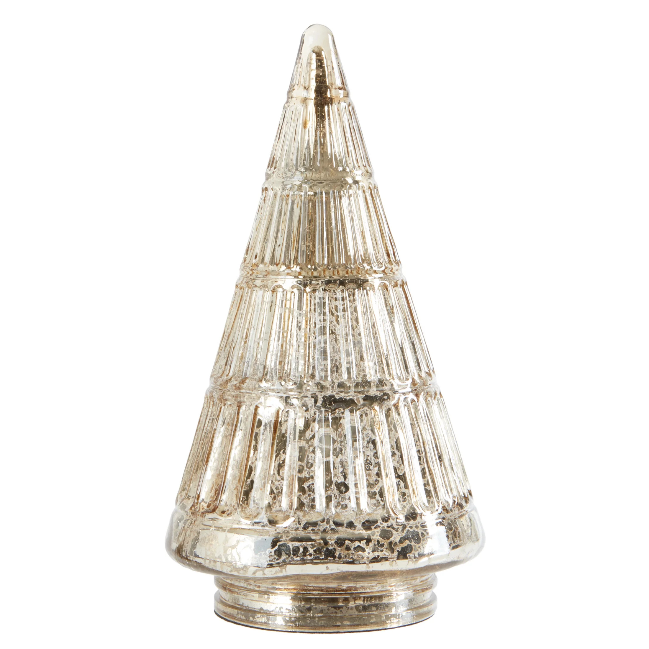 Glass Ribbed Christmas Tree Tabletop Decoration, Gold, 7.9", by My Texas House | Walmart (US)