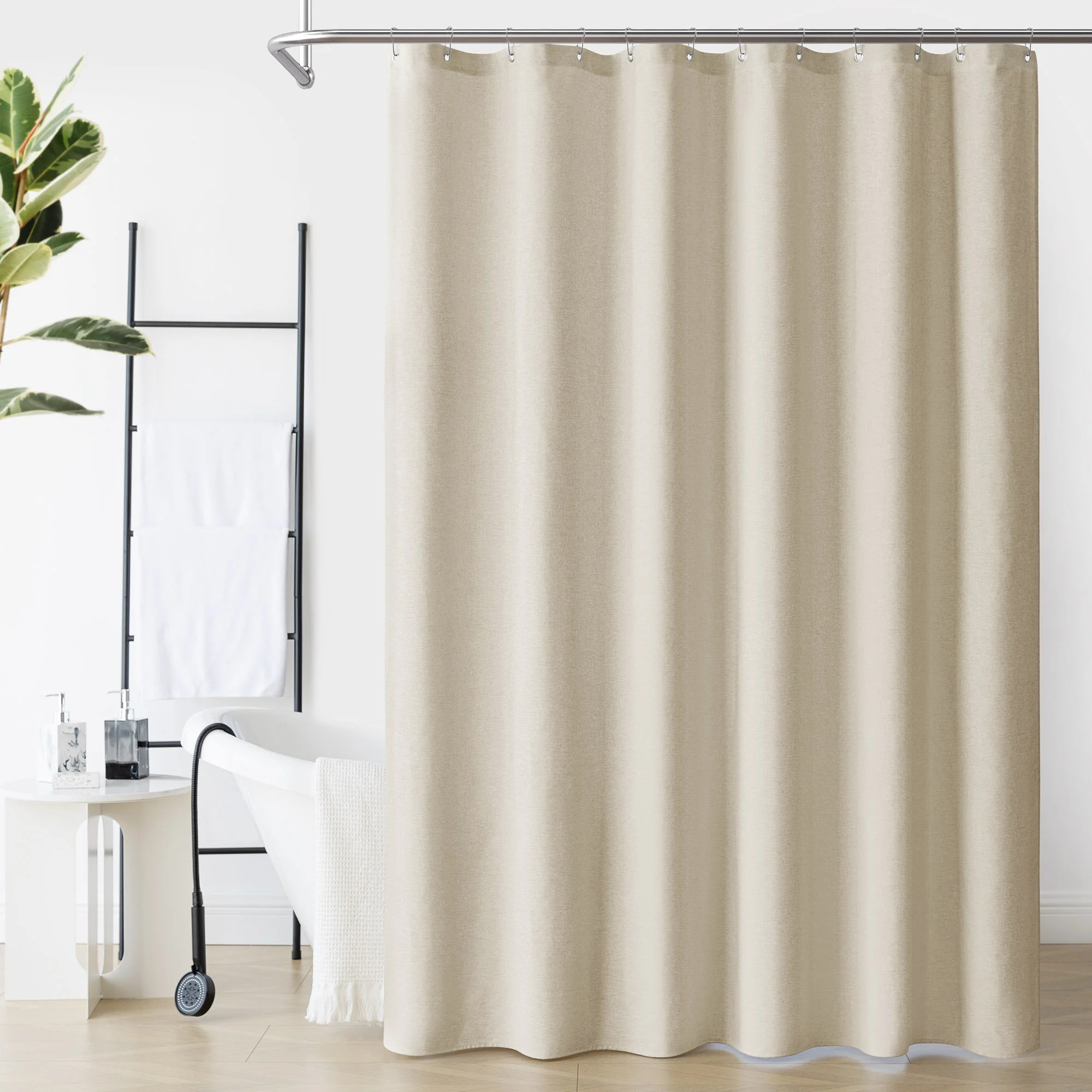 Linen Textured Shower Curtain and Hooks Set | Wayfair North America