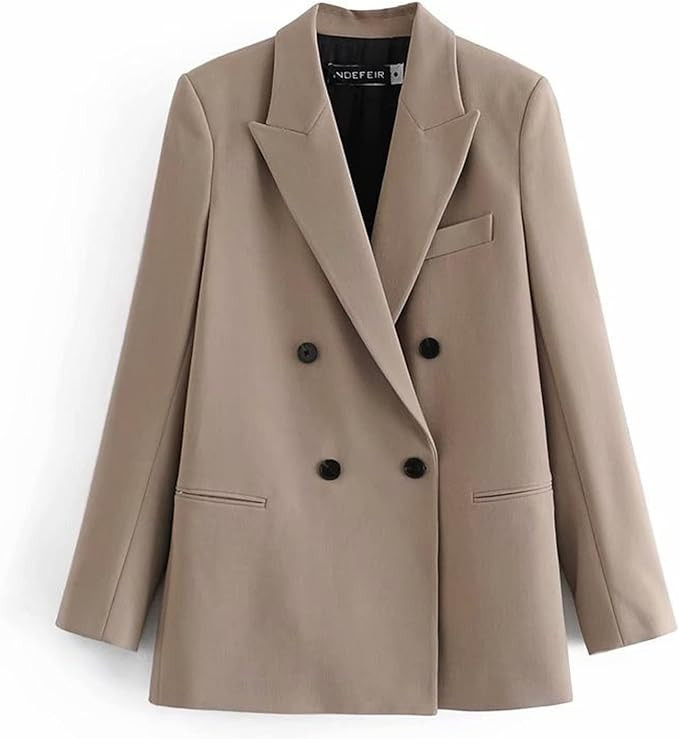 Vintage Long Sleeve Jacket Female Outerwear Chic Tops (khaki,M) | Amazon (US)