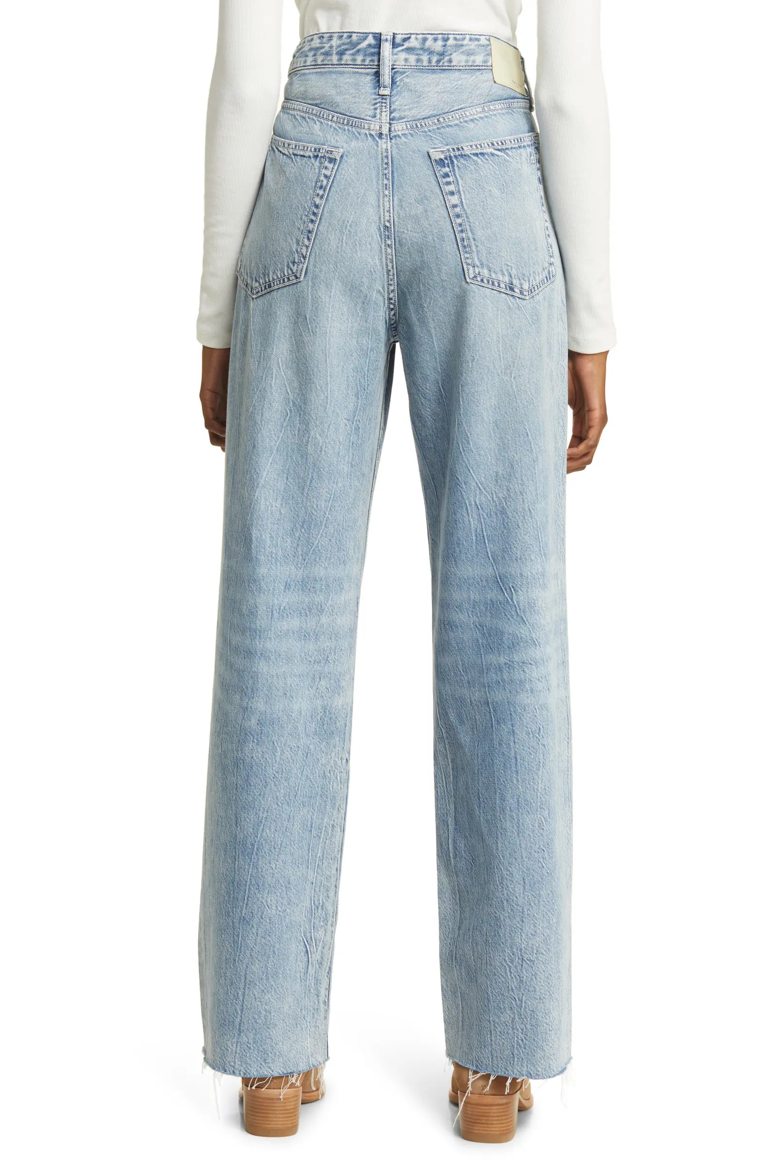 Logan Featherweight Raw Edge High Waist Wide Leg Jeans | Nordstrom