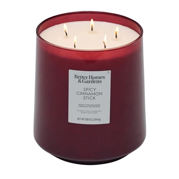 Better Homes & Gardens Spicy Cinnamon Stick 100oz Glass Jar Candle, 5-Wick | Walmart (US)