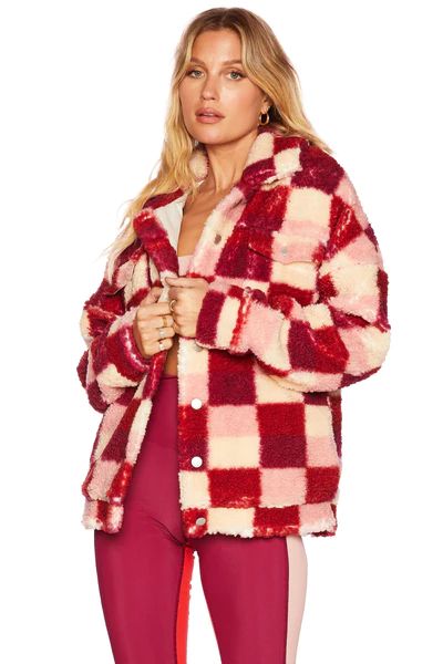 Laurie Jacket Sangria Check | Beach Riot