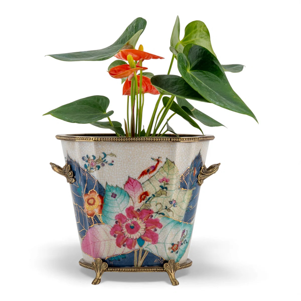 Tobacco Leaf Oval Porcelain Basin with Bronze Ormolu | Wayfair North America