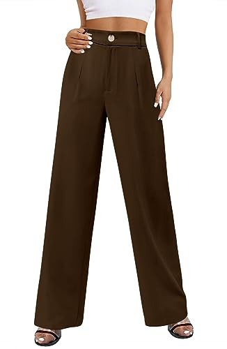 onlypuff Brown Pants Women High Waist Wide Leg Pants for Women Dressy Business Trousers XXL | Amazon (US)