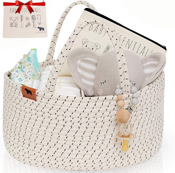 Lu & Ken 3 in 1 Large Diaper Caddy Organizer - Designer Rope Portable Baby Changing Table Organiz... | Amazon (US)