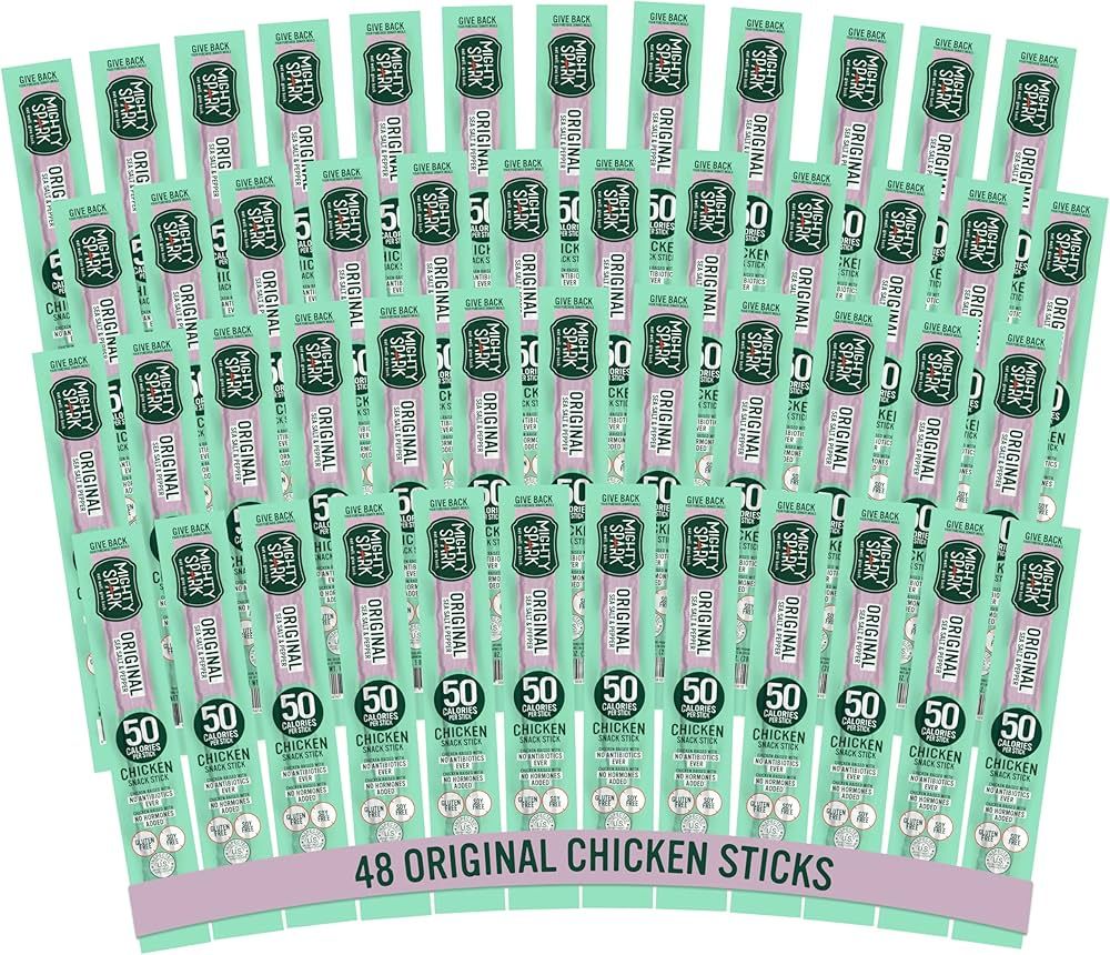 Mighty Spark Chicken Snack Sticks - Original Sea Salt & Pepper - 6g of Protein, No Antibiotics Ev... | Amazon (US)