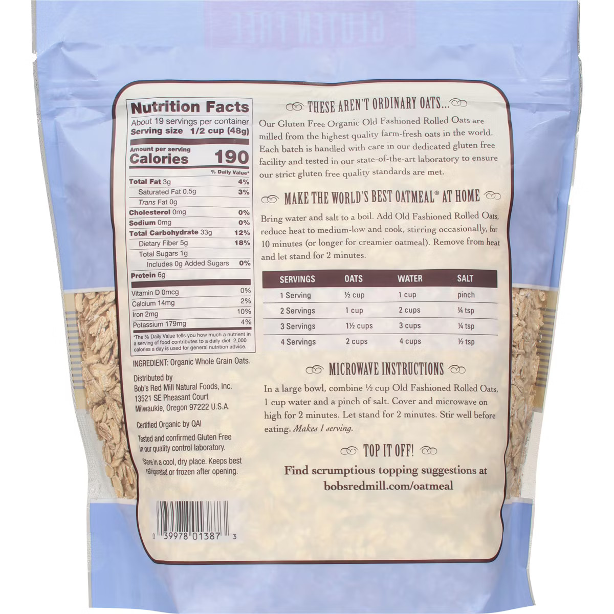 Bob's Red Mill Gluten Free Organic Old Fashioned Rolled Oats - 32oz | Target