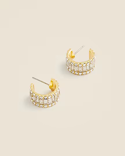 Baguette cubic zirconia hoop earrings | J. Crew US