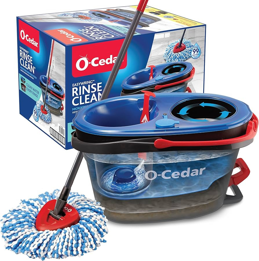 O-Cedar RinseClean Spin Mop & Bucket System | Clean with Clean Water | Removes 99% of Bacteria | Amazon (US)