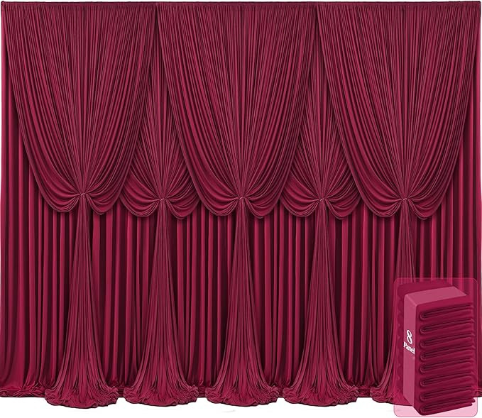 8 Panels Burgundy Backdrop Curtains for Wedding Party Wrinkle Free Backdrops Curtain Drapes Fabri... | Amazon (US)
