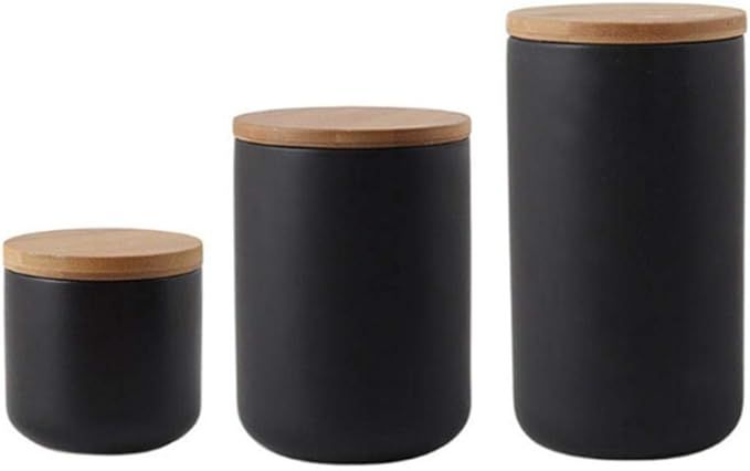 Ceramic Jar with Lid, Kitchen Canisters Set with Airtight Seal Bamboo Lid, Black White Food Stora... | Amazon (US)