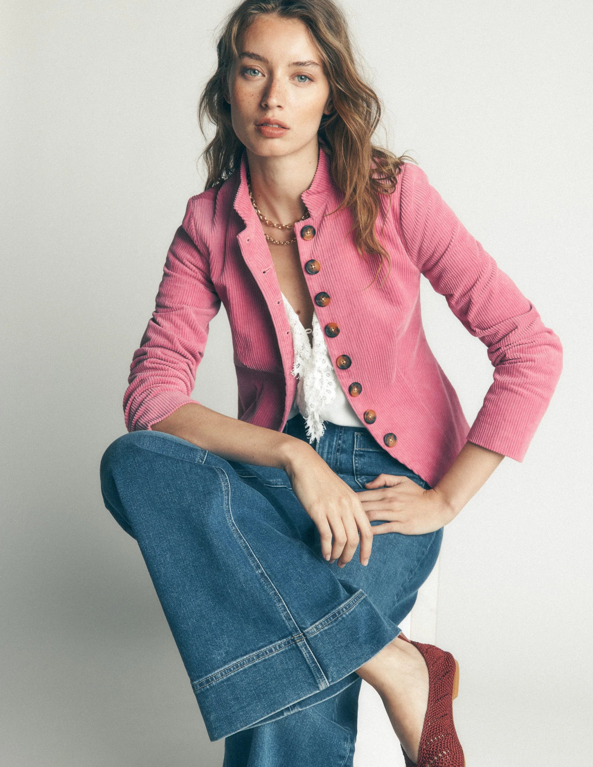 Hereford Military Cord Jacket-Pink Heather | Boden (US)
