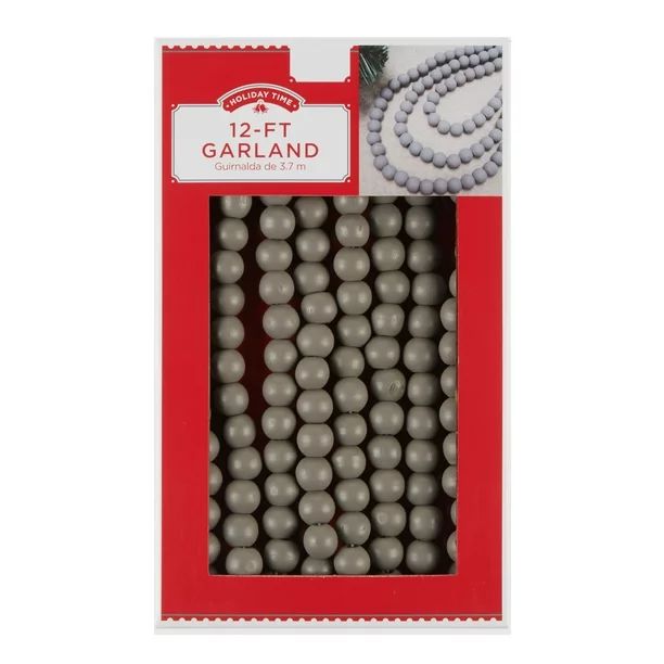 Holiday Time 12feet 14mm Grey Wood Beads Garland - Walmart.com | Walmart (US)