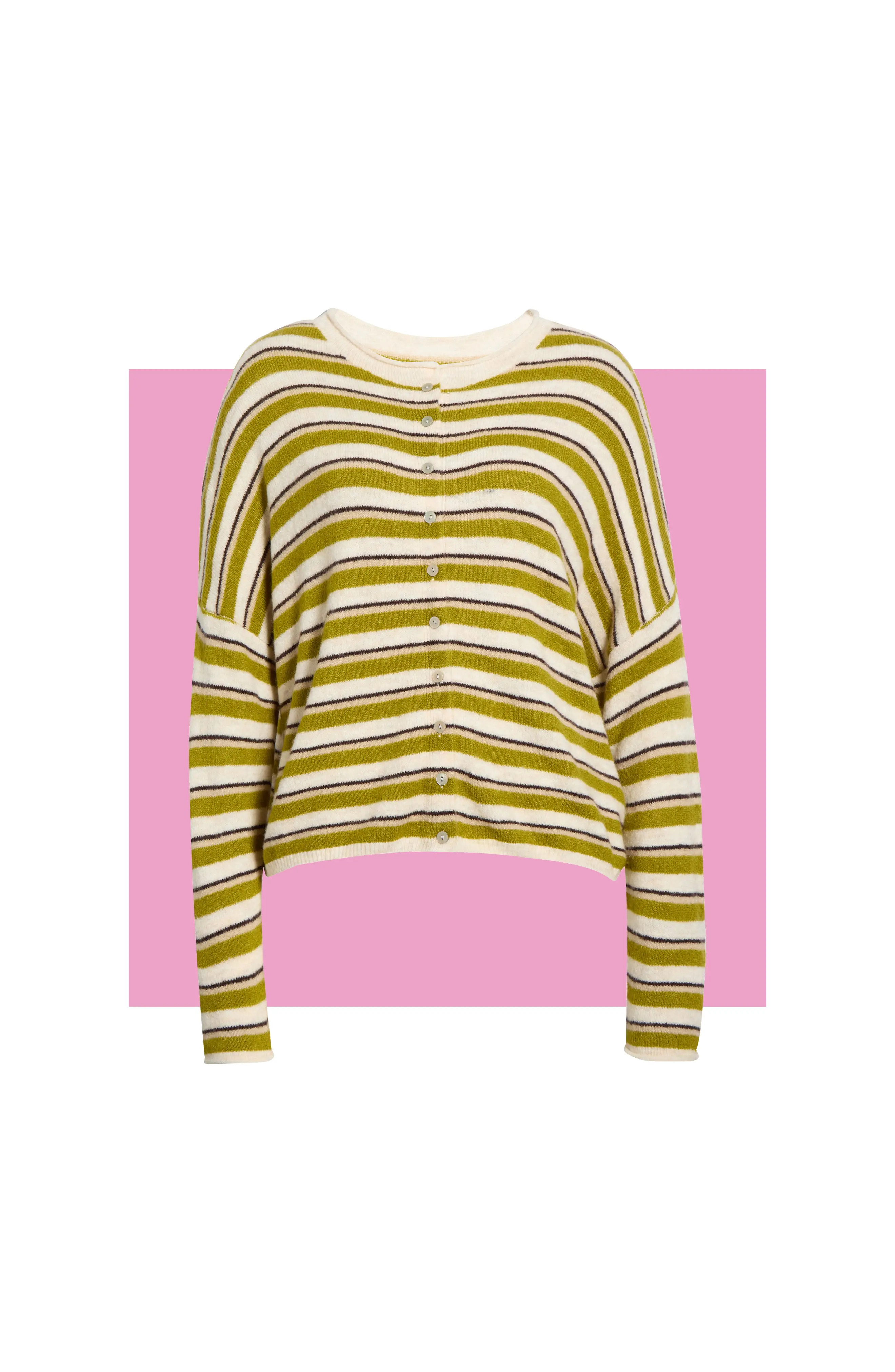 CeCe Striped Roll Collar Cardigan (Women) | Nordstromrack | Nordstrom Rack