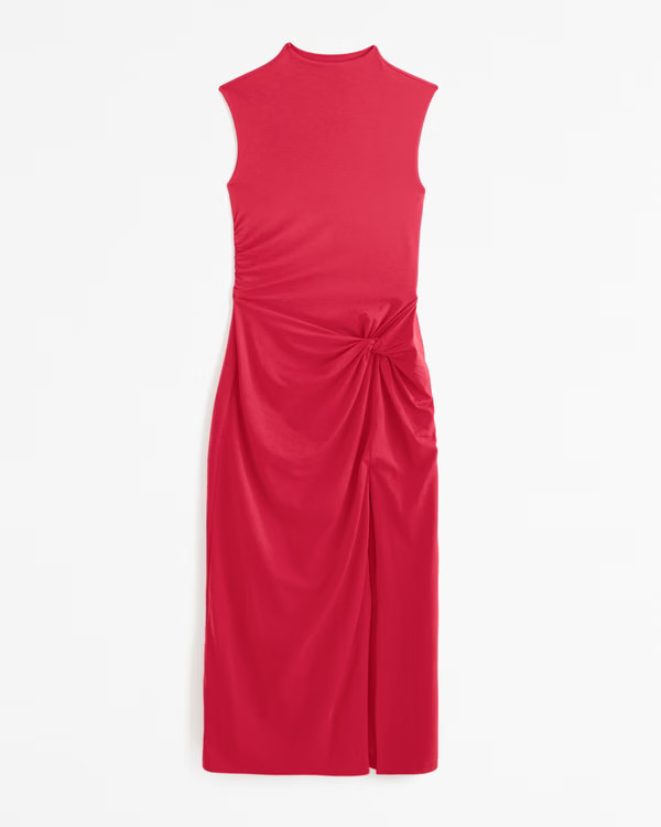 The A&F Paloma Draped Midi Dress | Abercrombie & Fitch (US)
