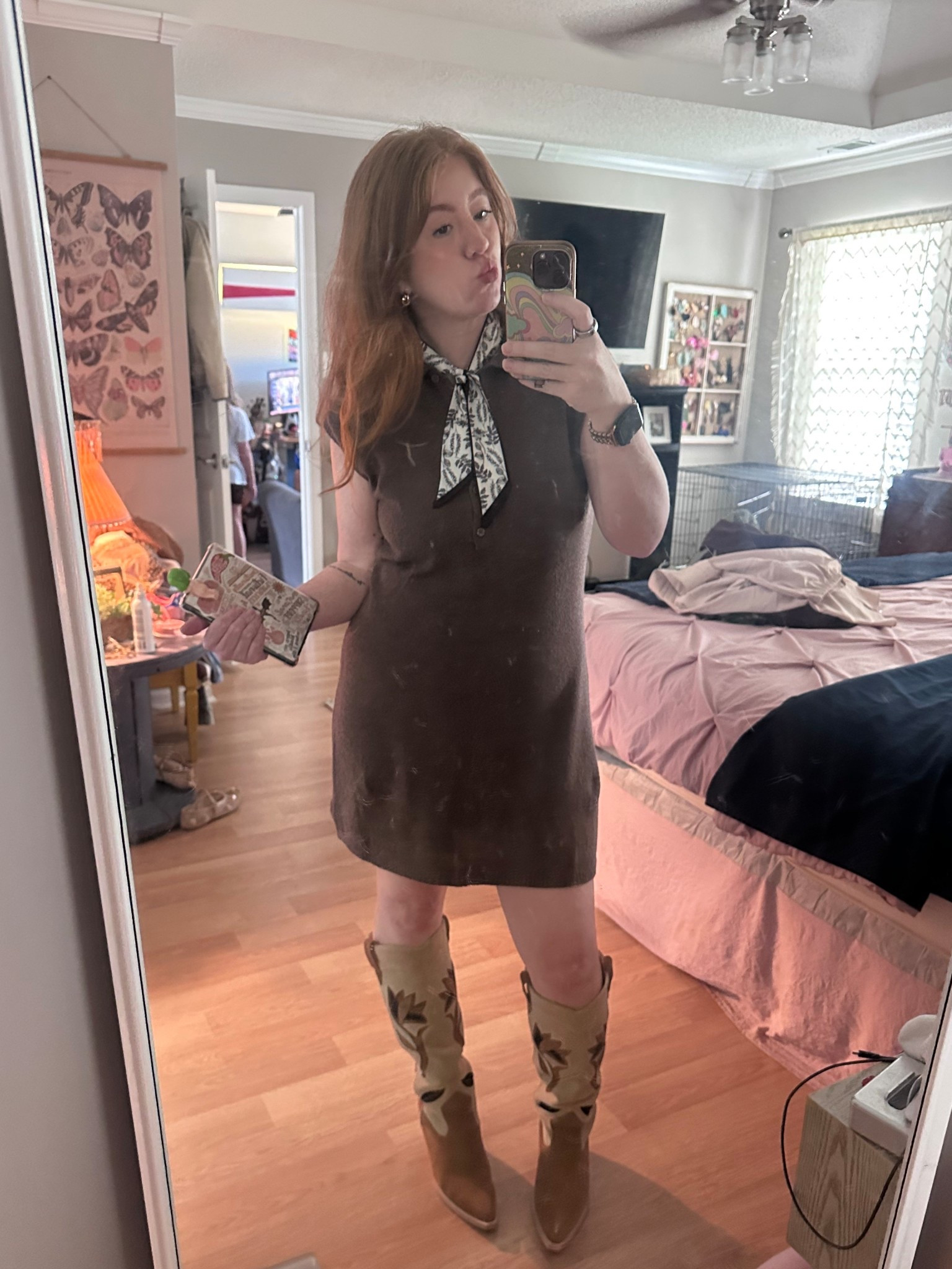 Nothing like a dirty mirror pic to show you this cute dress that is a perfect transition piece for fall! 
I did have a cream oversized blazer paired with it until I started to melt. 

This dress is great as is but will be the best layering piece! 

#LTKStyleTip #LTKSeasonal #LTKMidsize