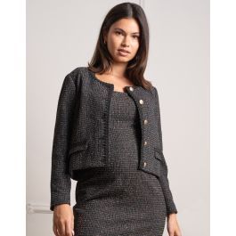 Black Stretch Tweed Maternity Jacket | Seraphine US